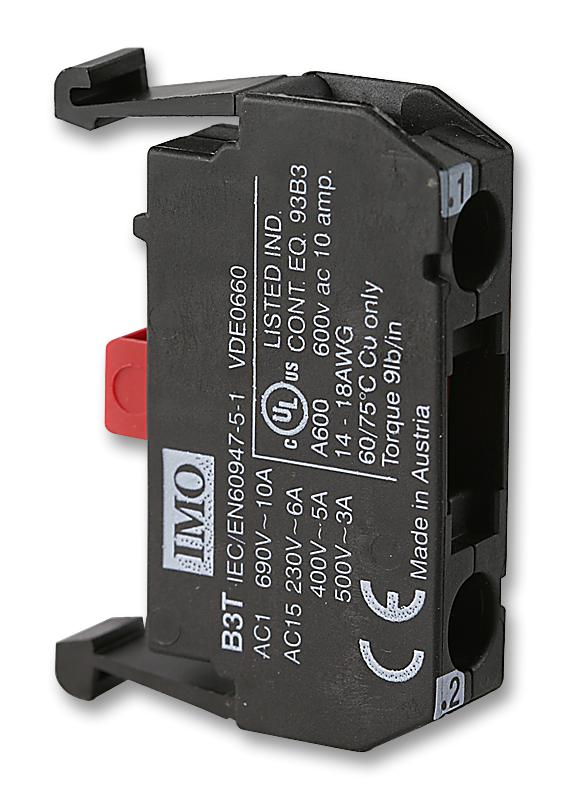 IMO PRECISION CONTROLS B3T01 Contact Block, 1NC, 6 A, 415 V, 1 Pole, Screw