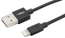 ANSMANN 1700-0078 USB Cable, Type A Plug to Lightning Connector, 1.2 m, 3.9 ft, Black Lightning 1.2m