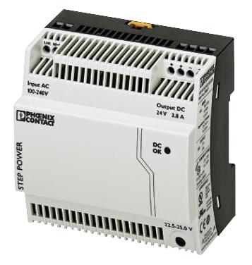 Phoenix Contact STEP-PS/1AC/24DC/3.8/C2LPS STEP-PS/1AC/24DC/3.8/C2LPS AC/DC DIN Rail Power Supply (PSU) ITE 1 Output 91.2 W 24 VDC 3.8 A