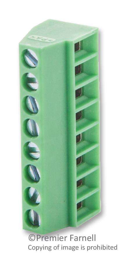 PHOENIX CONTACT 1725711 Wire-To-Board Terminal Block, 2.54 mm, 8 Ways, 26 AWG, 20 AWG, 0.5 mm&sup2;, Screw MPT 0,5/ 8-2,54, GTIN UPC EAN: 4017918116316