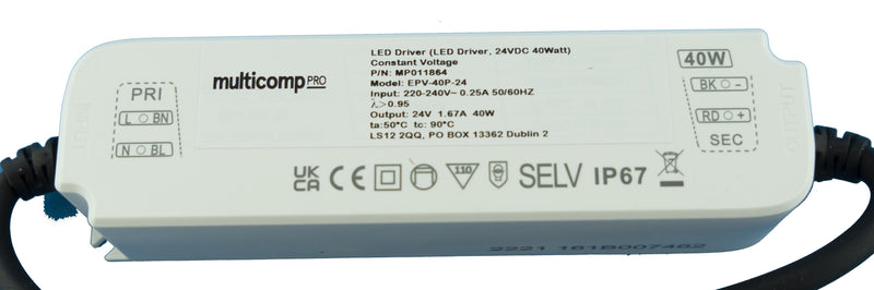 Multicomp PRO MP011864 MP011864 LED Driver Lighting 40 W 24 V 1.67 A Constant Voltage 220 VAC New