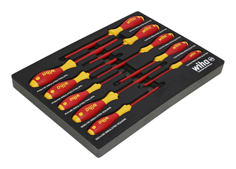 WIHA 32080 SCREWDRIVER TRAY SET, CUSHION GRIP, 10PC