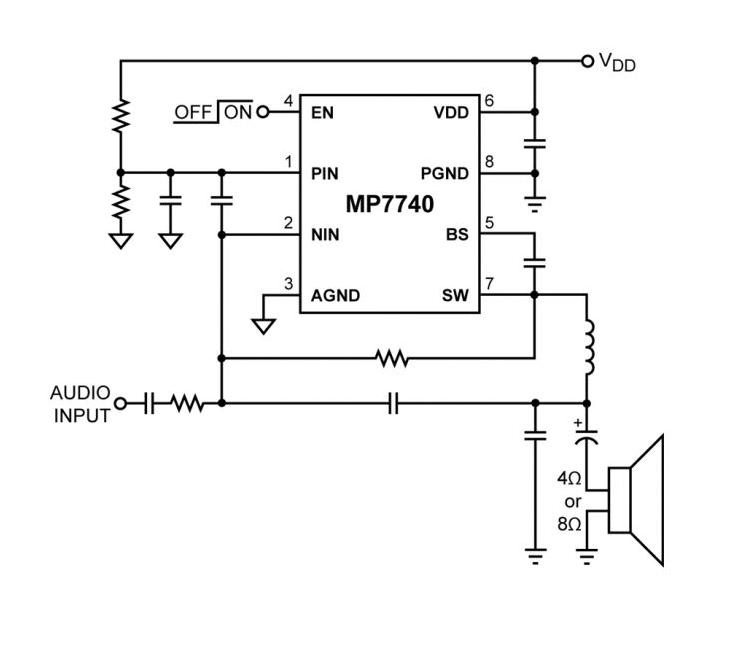 Monolithic Power Systems (MPS) MP7740DN-LF-P MP7740DN-LF-P Audio Amplifier 15 W D 1 Channel 9.5V to 36V Hsoic 8 Pins