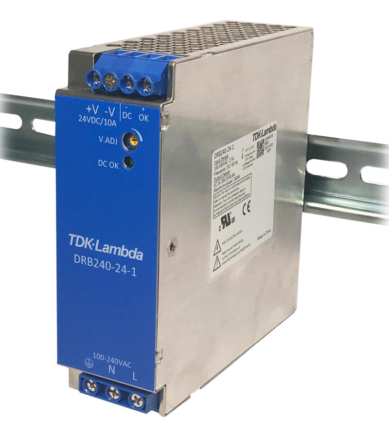 TDK-LAMBDA DRB240-24-1 AC/DC DIN Rail Power Supply (PSU), ITE, 1 Output, 240 W, 24 VDC, 10 A