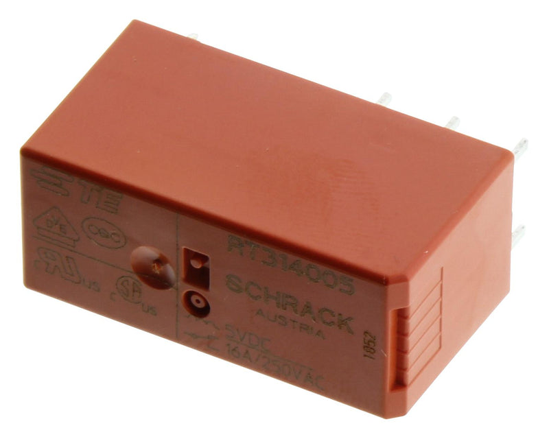 SCHRACK - TE CONNECTIVITY RT314005 Power Relay, SPDT, 5 VDC, 16 A, RT1, Through Hole, Non Latching RT314005