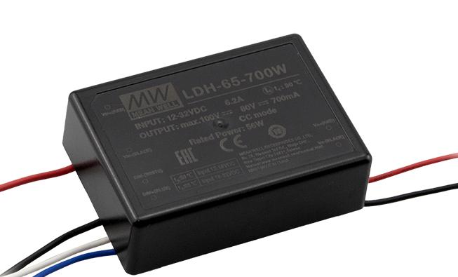 Mean Well LDH-65-700W LDH-65-700W LED Driver DC/DC Converter Lighting LDH-65 Series 56 W 80 VDC 700 mA Analogue PWM New