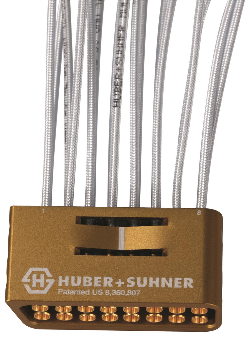 HUBER+SUHNER MF53/2X8A_21MXP/21PC24_ERG/152 RF / Coaxial Cable Assembly, MXP Jack to 2.4mm Plug x 16, MULTIFLEX 53, 50 ohm, 6 ", 152 mm, Blue