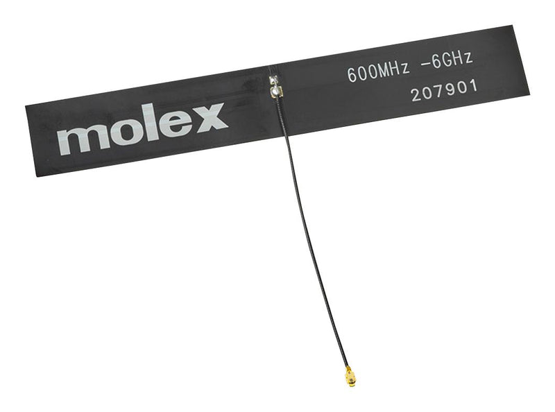 MOLEX 207901-9100 RF Antenna, 3 to 6 GHz, Cellular / LTE, 5.4 dBi, Adhesive / MHF1 Connector