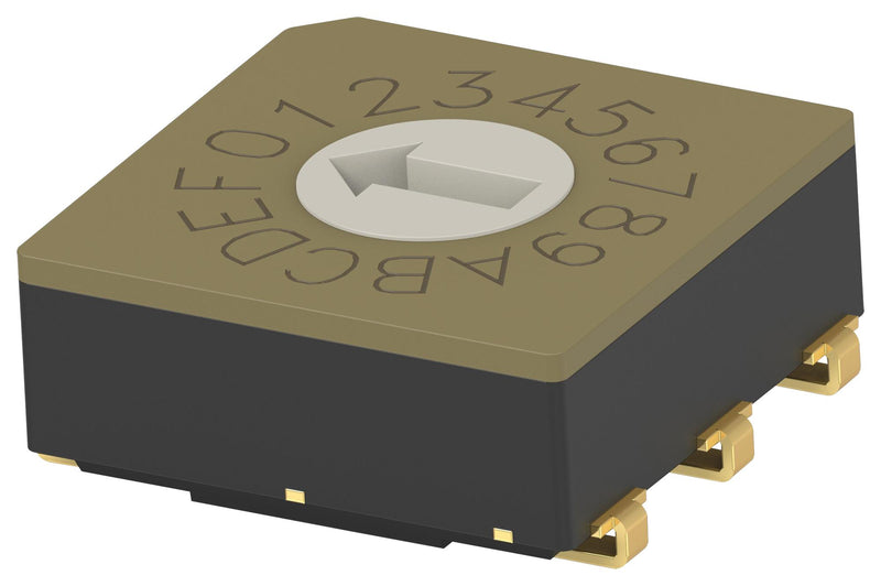 Alcoswitch - TE Connectivity MRSSV0DR16SMJTR MRSSV0DR16SMJTR Rotary Coded Switch Vertical Mrss Series Surface Mount 16 Position 20 V Hexadecimal mA