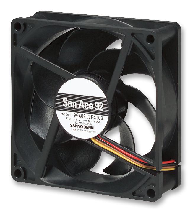 Sanyo Denki 9GA0912P4G03 9GA0912P4G03 DC Axial Fan 12 V Square 92 mm 25 Ball Bearing 68.2 CFM