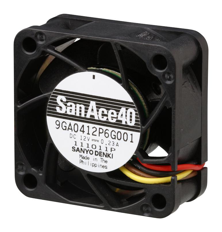 SANYO DENKI 9GA0405P6H001 DC Axial Fan, 5 V, Square, 40 mm, 20 mm, Ball Bearing, 11.65 CFM