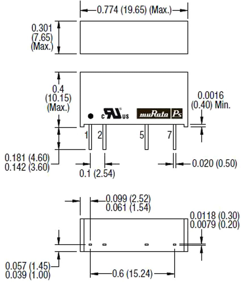 Murata Power Solutions MEV3S1205SC MEV3S1205SC Isolated Through Hole DC/DC Converter 3kV Isolation ITE 1:1 3 W 1 Output 5 V 600 mA