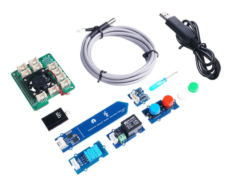 SEEED STUDIO 110061284 Grove Smart Agriculture Kit, Raspberry Pi-4 Board, Temp Sensor, Micro SD Card with Card Reader-32GB