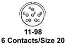 AMPHENOL AEROSPACE D38999/26FB98SN CIRCULAR CONNECTOR PLUG, SIZE 11, 6 POSITION, CABLE MILITARY SPECIFICATION:MIL-DTL-38999 SERIES III CIRCULAR CONNECTOR SHELL STY