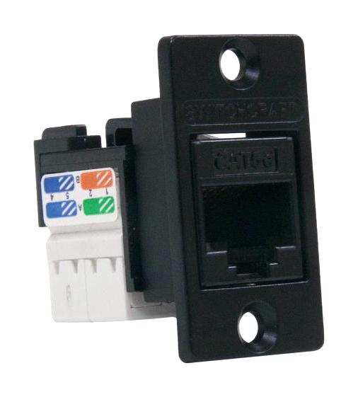 SWITCHCRAFT/CONXALL NHRJ45D5EIDCB NHRJ45D5EIDCB Modular Connector RJ45 Jack 1 x (Port) 8P8C Cat5e Panel Mount