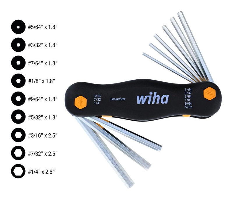 WIHA 35197 HEX KEY SET, FOLD-OUT, 9PC