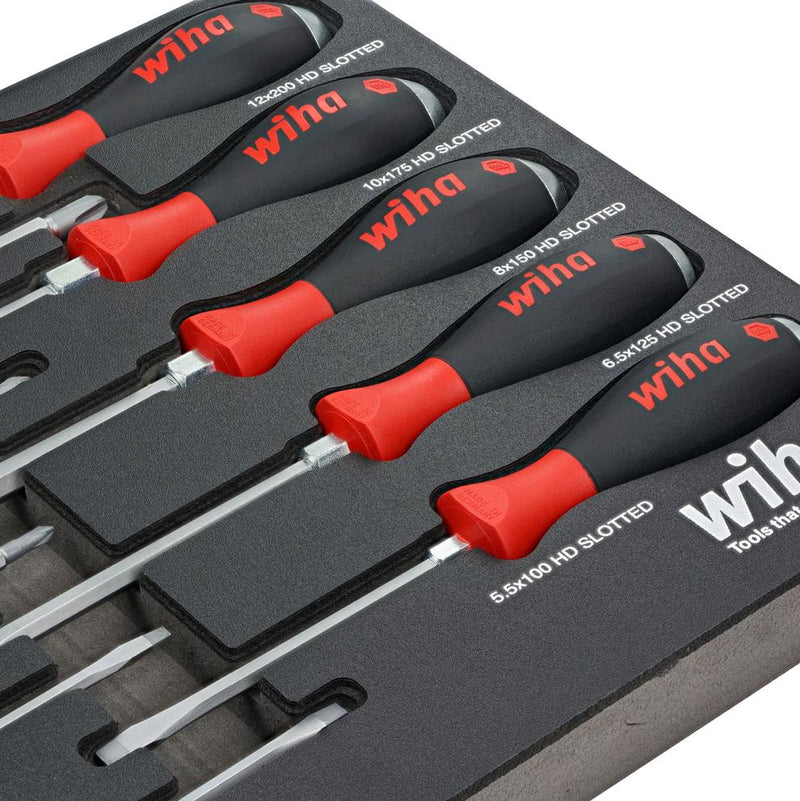 WIHA 53180 SCREWDRIVER TRAY SET, CUSHION GRIP, 10PC