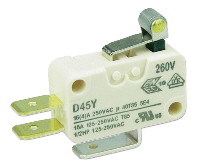 ZF D45U-V3RA Microswitch, Snap Action, Roller Lever, SPDT, Quick Connect, Solder, 16 A