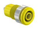 STAUBLI 49.7049-24 Banana Test Connector, 4mm, Jack, Panel Mount, 24 A, 1 kV, Nickel Plated Contacts, Yellow