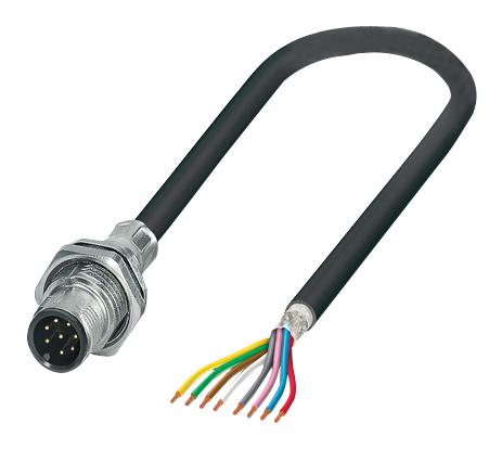 PHOENIX CONTACT 1419425 Sensor Cable, M12 Plug, Free End, 8 Positions, 1 m, 3.28 ft, SPEEDCON GTIN UPC EAN: 4046356533324 SACCBP-MS-8CON-M16/1,0-PUR SCO