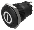 EAO 82-5951.1000.B001 Vandal Resistant Switch, On/Off, 82 Series, 19 mm, SPDT, Momentary, Round Flat Flush, Black