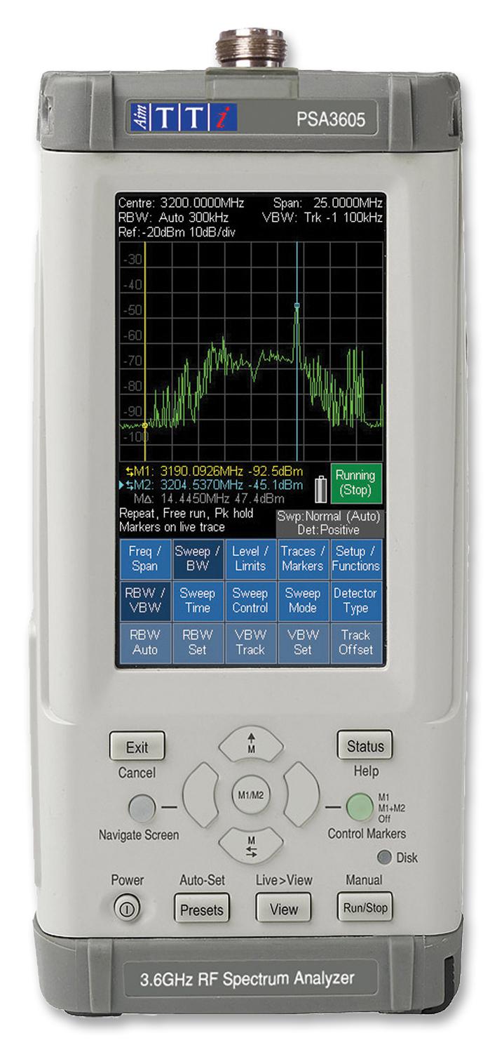 AIM-TTI INSTRUMENTS PSA6005 Spectrum Analyser, Handheld, PSA Series 5, 10MHz to 6GHz, 192 mm, 92 mm, 49 mm GTIN UPC EAN: 5060584590323