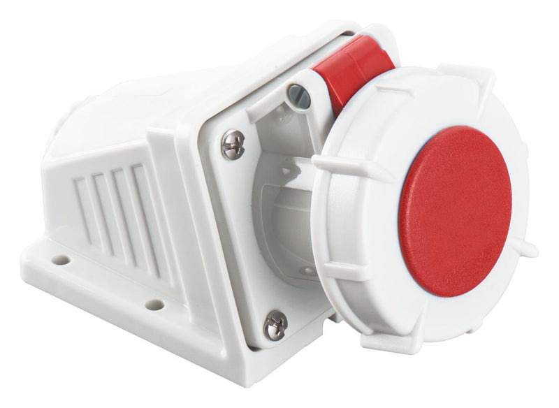 Multicomp PRO MP011087 MP011087 Pin &amp; Sleeve Connector 16 A 400 V Panel Mount Socket 3P+E Red White