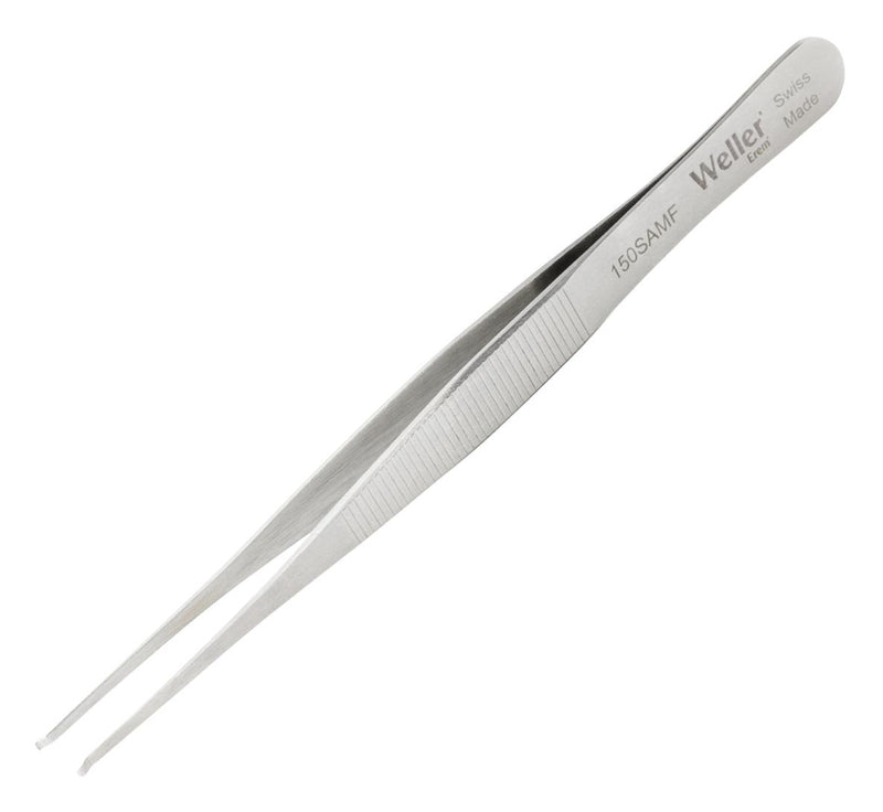 WELLER EREM 150SAMF Tweezer, SMD, Straight, Flat, Stainless Steel, 120 mm Length