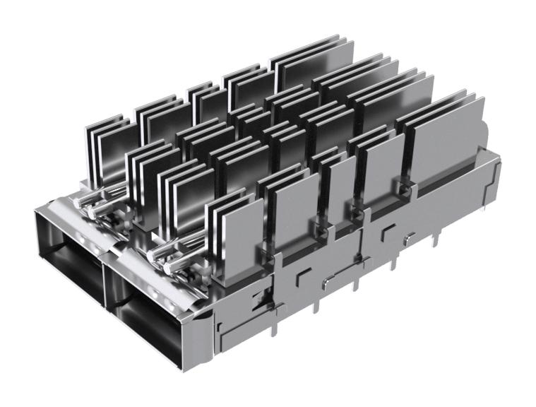 Amphenol Communications Solutions UE36C2622106A4A UE36C2622106A4A Cage QSFP-DD 1 x 2 (Ganged) With Heat Sink Light Pipe Press-Fit