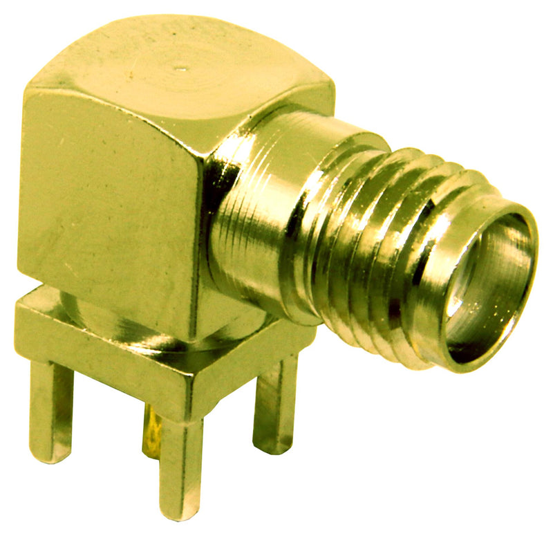 LINX - TE CONNECTIVITY CONSMA002-G RF / Coaxial Connector, SMA Coaxial, Right Angle Jack, Through Hole Right Angle, 50 ohm