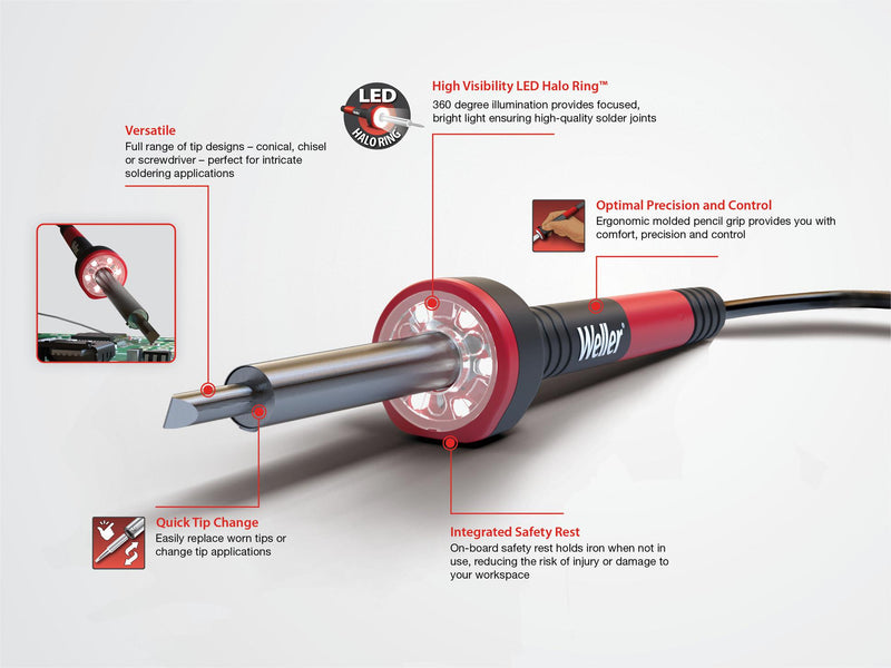 Weller WLIRK6023C WLIRK6023C Soldering Iron Kit 60 W (EU) LED Halo Ring Tips &amp; Stand