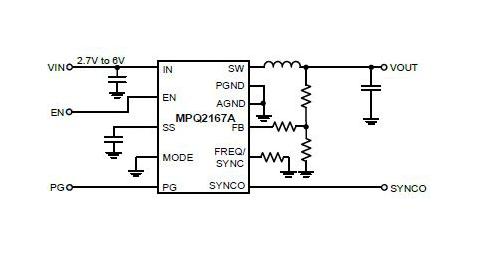 Monolithic Power Systems (MPS) MPQ2167AGQE-AEC1-P MPQ2167AGQE-AEC1-P DC-DC Switching Synchronous Buck Regulator Adjustable 2.7 V to 6 in 0.606-6 V/6 A out QFN-14