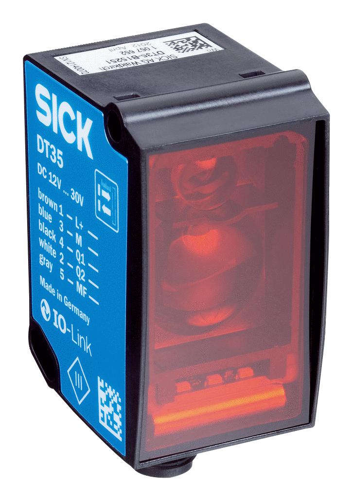 SICK DT35-B15251 Photo Sensor, 12 m, NPN/PNP/Push Pull, Laser, 12 to 30 VDC, M12 Connector, Dx35 Series