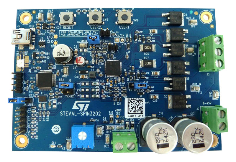 Stmicroelectronics STEVAL-SPIN3202 STEVAL-SPIN3202 Evaluation Board STSPIN32F0A 3-Phase Bldc Driver Embedded STM32 MCU 15A 7V - 45V Input