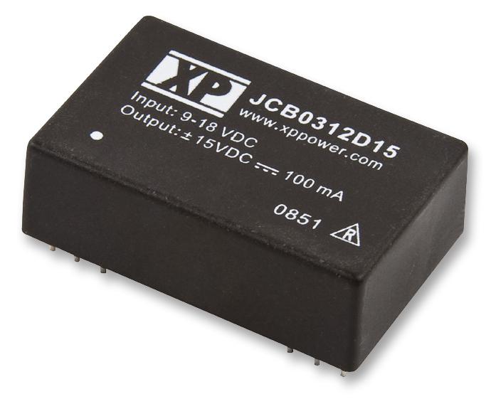 XP POWER JCB0324D15 Isolated Through Hole DC/DC Converter, 2:1 Input, ITE, 2:1, 3 W, 2 Output, 15 V, 100 mA