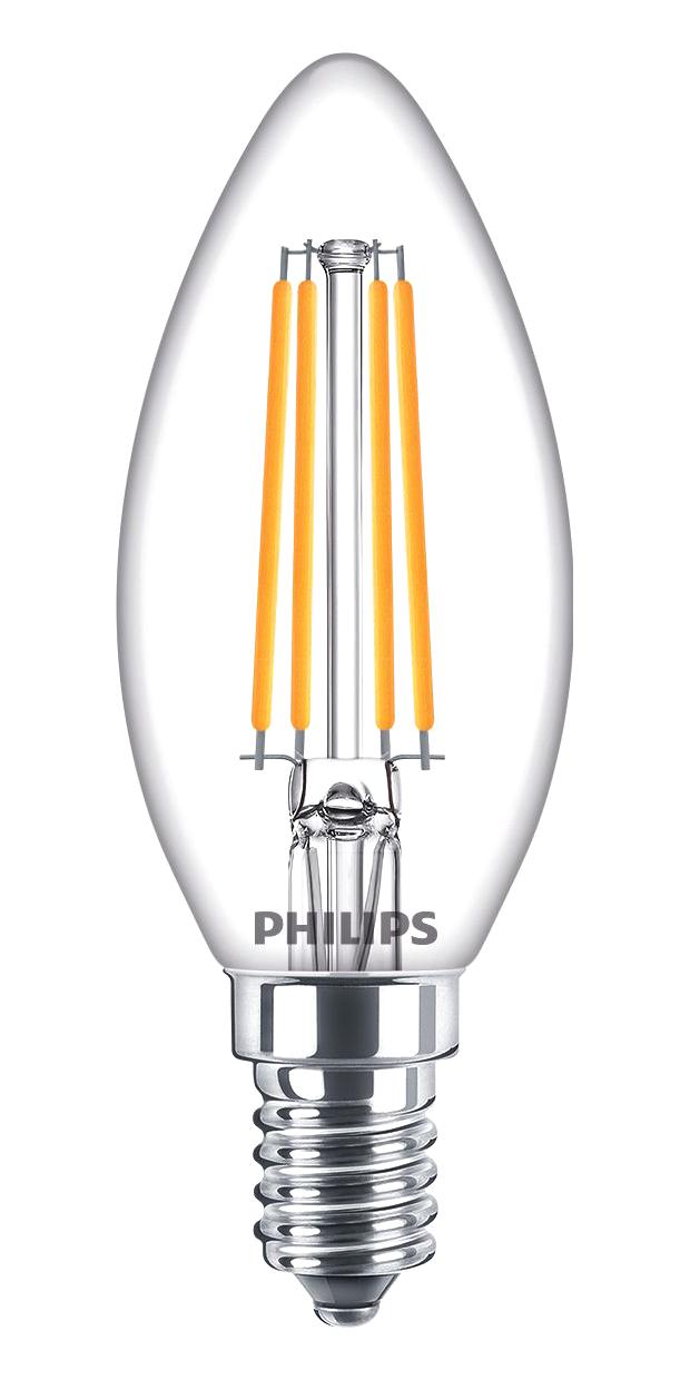 PHILIPS LIGHTING 9.29002E+11 LED Light Bulb, Clear Candle, E14 / SES, Warm White, 2700 K, Non-Dimmable GTIN UPC EAN: 8719514347465