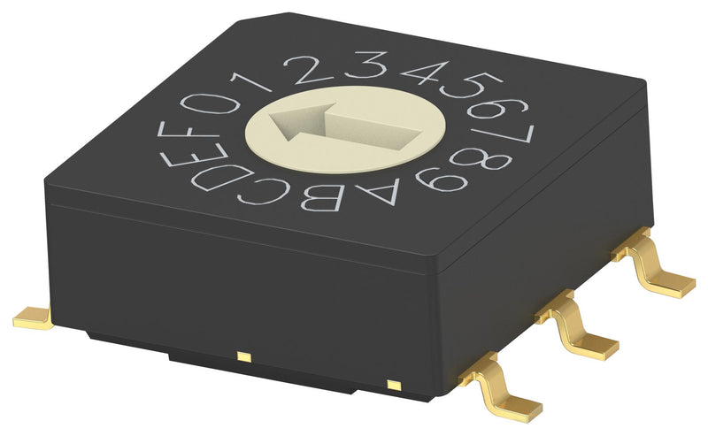 Alcoswitch - TE Connectivity MRSSV1DG16SMGWTR MRSSV1DG16SMGWTR Rotary Coded Switch Vertical Mrss Series Surface Mount 16 Position 20 V Hexadecimal Gray