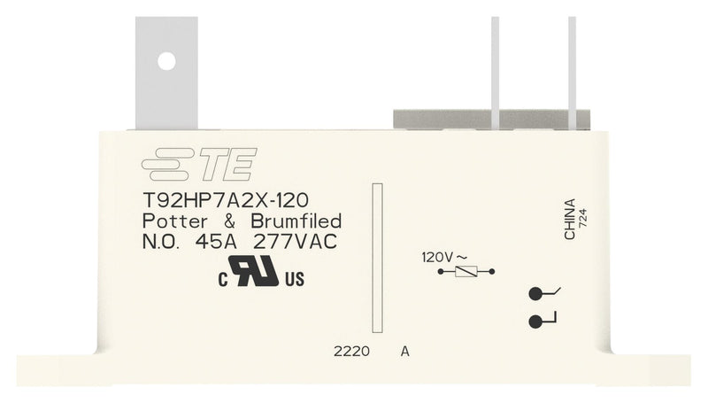 POTTER&amp;BRUMFIELD - TE Connectivity 7-1423008-2 7-1423008-2 Power Relay DPST-NO 120 VAC 45 A T92H Series Panel Mount Non Latching