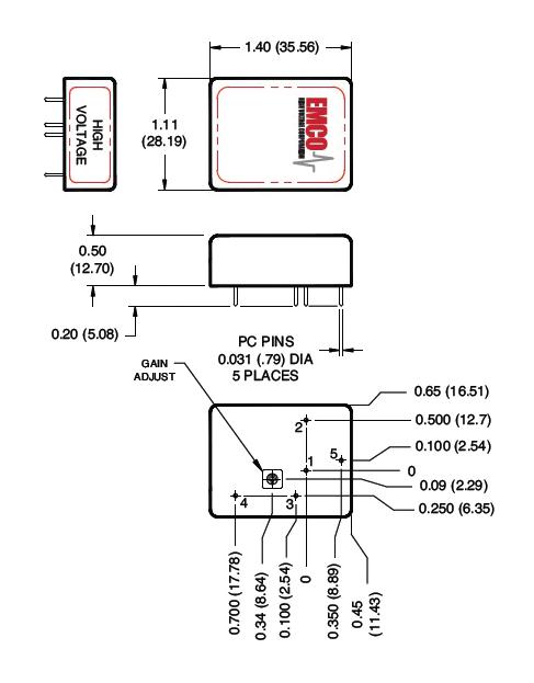 XP POWER C20 High Voltage DC/DC Converter, Regulated, Positive Output, Fixed, Adjustable, 1 W, 500 &micro;A