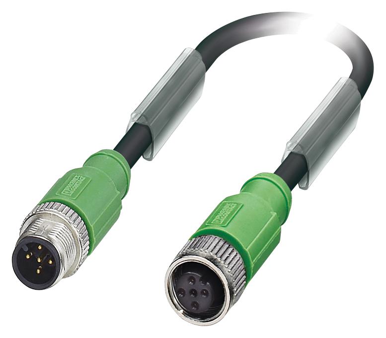 PHOENIX CONTACT 1500910 Sensor Cable, M12 Plug, M12 Receptacle, 5 Positions, 3 m, 9.8 ft GTIN UPC EAN: 4017918612290 SAC-5P-M12MS/ 3,0-PUR/M12FS SH