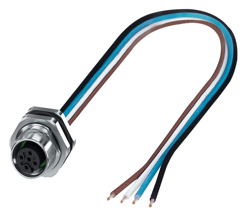 PHOENIX CONTACT 1411586 Sensor Cable, M12 Receptacle, Free End, 5 Positions, 500 mm, 19.6 " GTIN UPC EAN: 4046356936040 SACC-DSI-M12FS-5P-M16XL/0,5