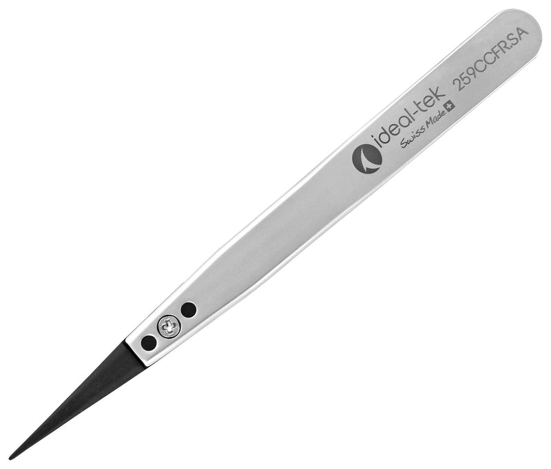 IDEAL-TEK 259CCFR.SA.1.IT 259CCFR.SA.1.IT Tweezer Replaceable Tip ESD Safe Straight Pointed 115 mm Stainless Steel Body New