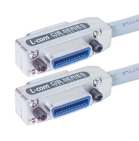 L-COM CIB24-3M Computer Cable, IEEE-488 / GPIB Plug, 24 Way + IEEE-488 / GPIB Receptacle, 24 Way