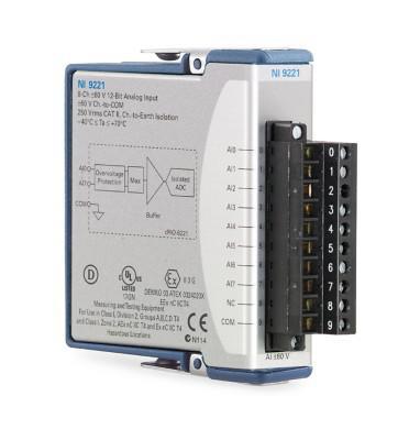 NI 779014-01 779014-01 Voltage Input Module C Series NI-9221 800 Ksps 12 bit 8 -60 V to 60 cDAQ/RIO Screw