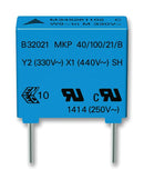 EPCOS B32022A3823M000 Safety Capacitor, Metallized PP, Radial Box - 2 Pin, 82000 pF, &plusmn; 20%, Y2, Through Hole