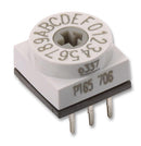 APEM PT65706 Rotary Coded Switch, PT65, Through Hole, 16 Position, 24 VDC, Hexadecimal Complement, 400 mA