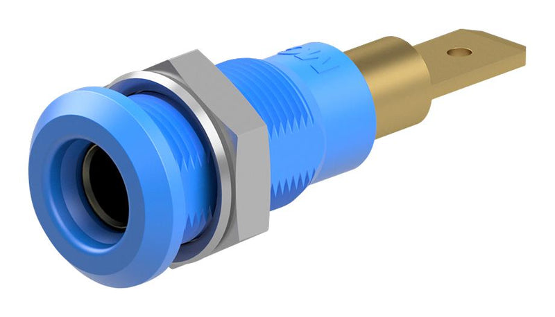 Staubli 64.3040-23 64.3040-23 Banana Test Connector 30 VAC Socket Panel Mount 25 A 60 VDC Gold Plated Contacts Blue