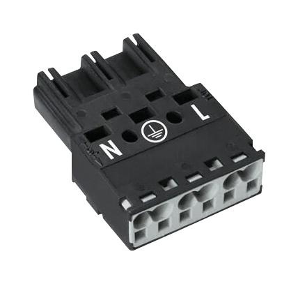 WAGO 770-213 Pluggable Terminal Block, 10 mm, 3 Ways, 20AWG to 12AWG, 4 mm&sup2;, Push In, 25 A