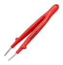 KNIPEX 92 67 63 Tweezers, Dipped Insulation, Gripping, Straight, Blunt, 5.75", Stainless Steel