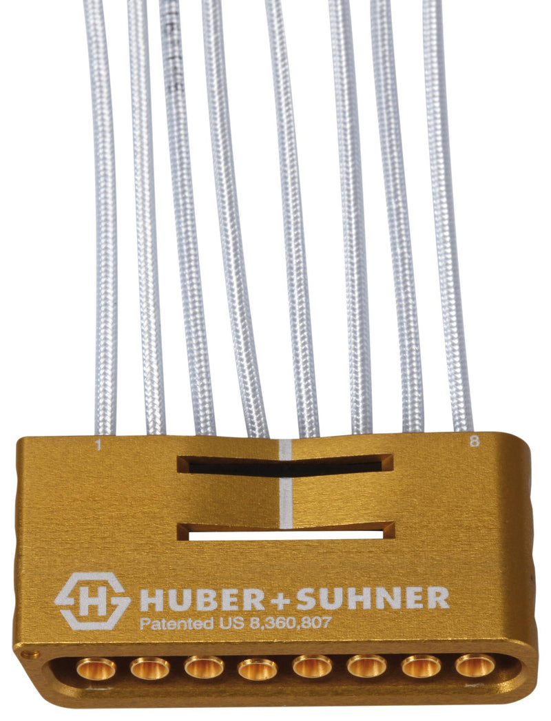 HUBER+SUHNER MF53/1X8A_21MXP/21PC24_ERG/152 RF / Coaxial Cable Assembly, MXP Jack to 2.4mm Jack x 8, MULTIFLEX 53, 50 ohm, 6 ", 152 mm, Blue